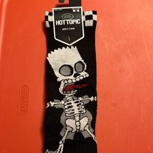 Hot Topic BART Simpson Black and White Skeleton Crew Socks